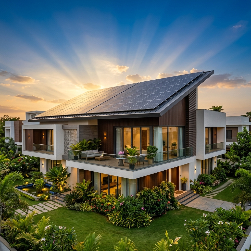 Solar panels on rooftop